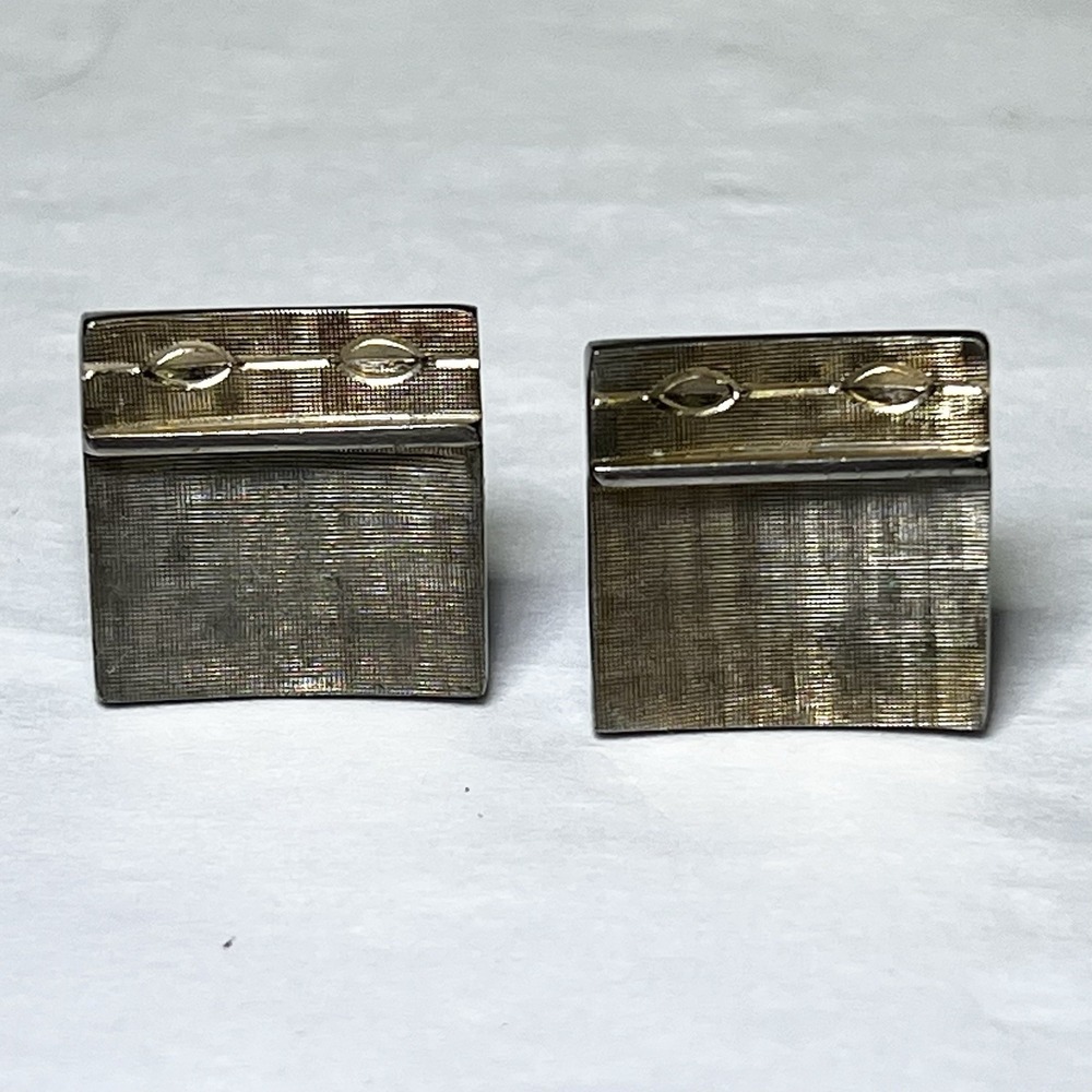 Vtg Swank Gold Tone Square Textured Cufflinks 1" Anniversary Wedding Formal Gala